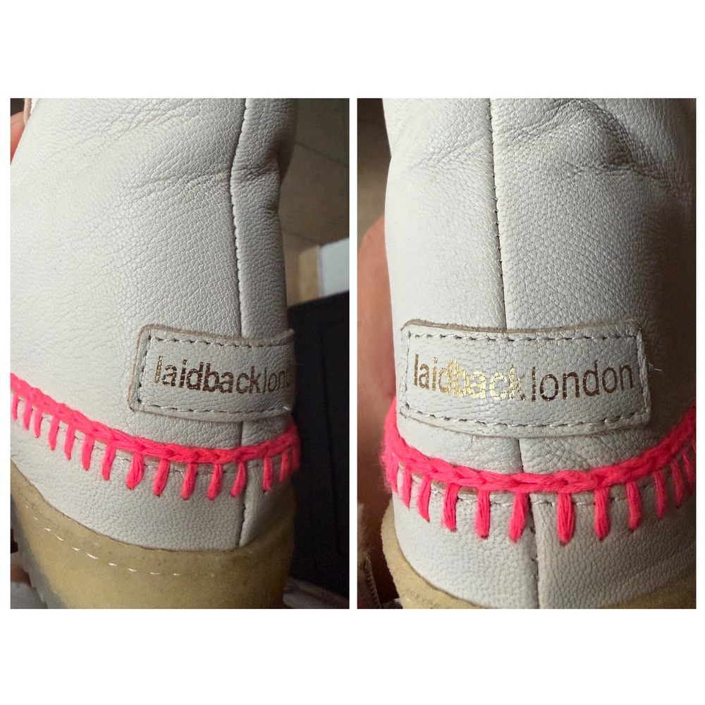 Laidback London Setsu Crochet Ankle Boots Milk Leather Neon Pink EU 40 US 9 - Picture 9 of 10